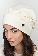 Женская вязаная шапка полный флис Калина 0309 молоко