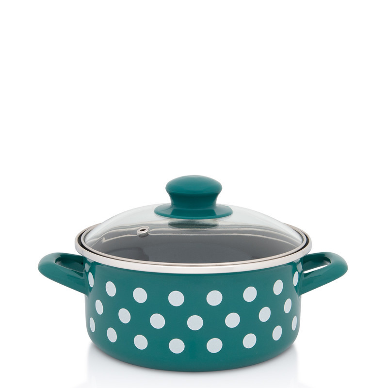 Каструля 2.2л зі скляною кришкою Горох на зеленому 2086 Metalac 387431