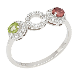 Турмалін різнокольоровий срібне кільце, 0582ЛТ