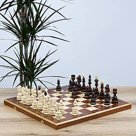 Шахи класичні, натуральне дерево "Індійські" 50*50 | Подарунок шахісту