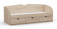 Односпальне ліжко L-8 Kontinent 80х200 см із шухлядами Дуб Сонома 203х83,4х76,6 см. Доставка по всій Україні