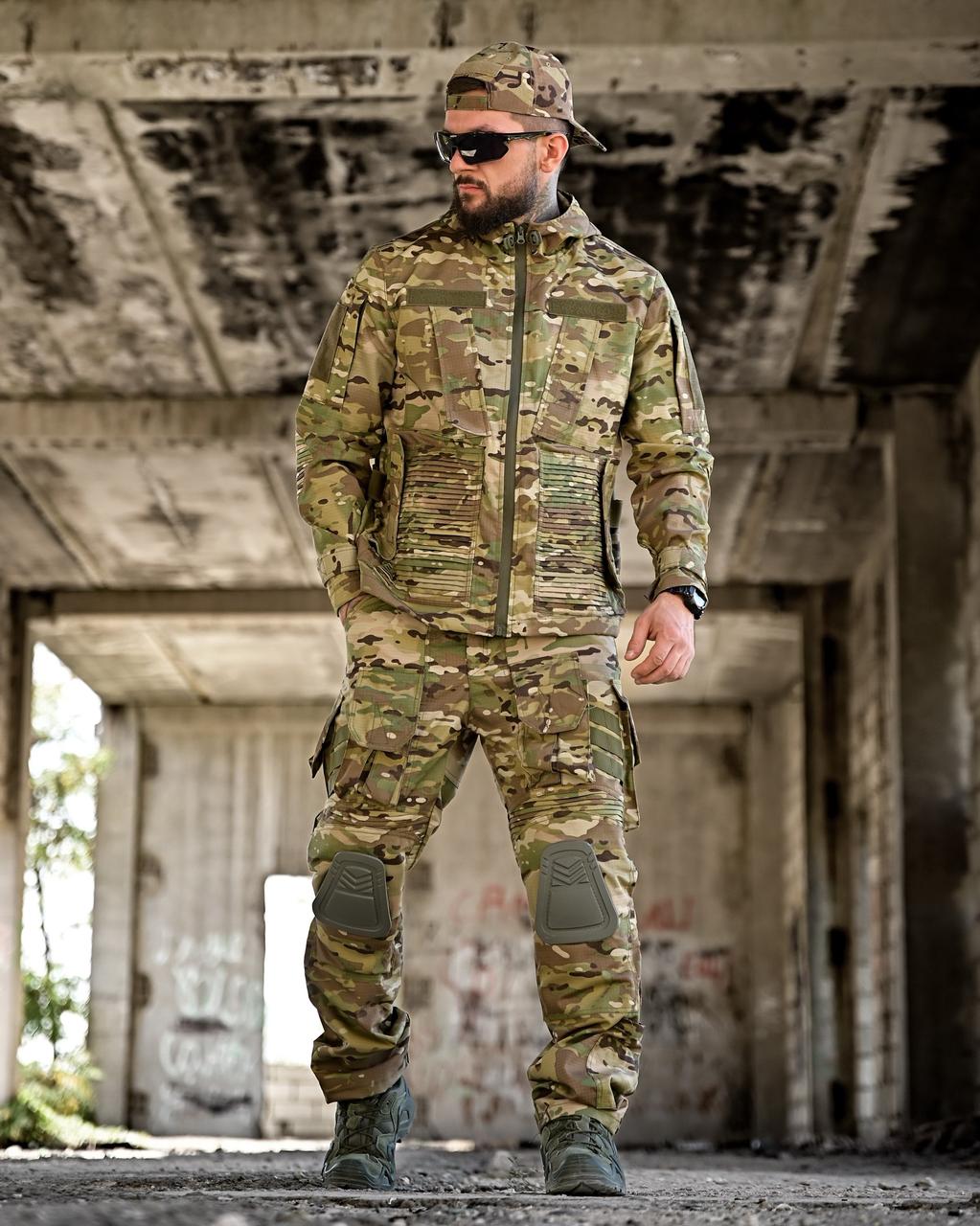 Тактичний костюм штурмовий Multicam військова форма Мультікам з наколінниками весна - фото 1 - id-p2385634872