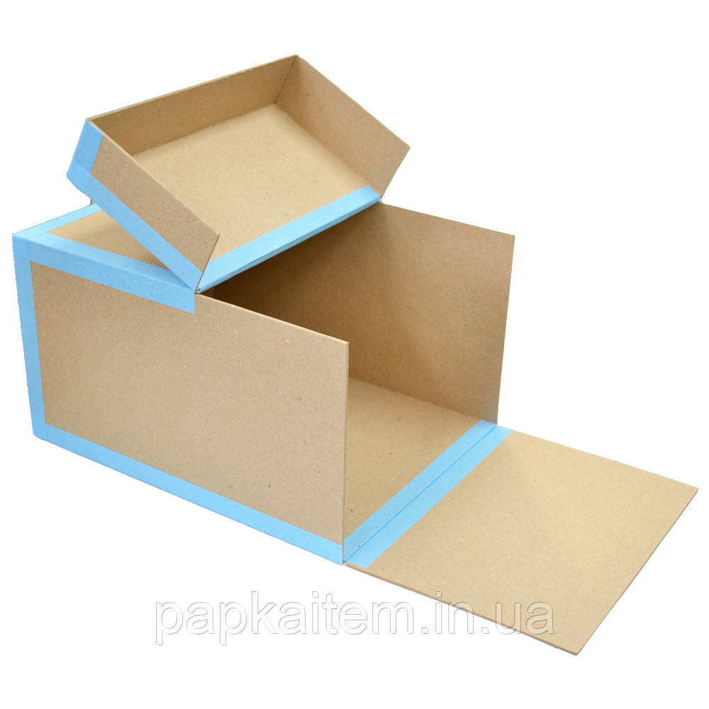 Короб архівний з відкидною кришкою, горизонтальний, 350х270х200 мм, окантовка з коленкору, фото 1