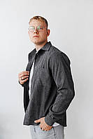 Мужская вельветовая рубашка серая