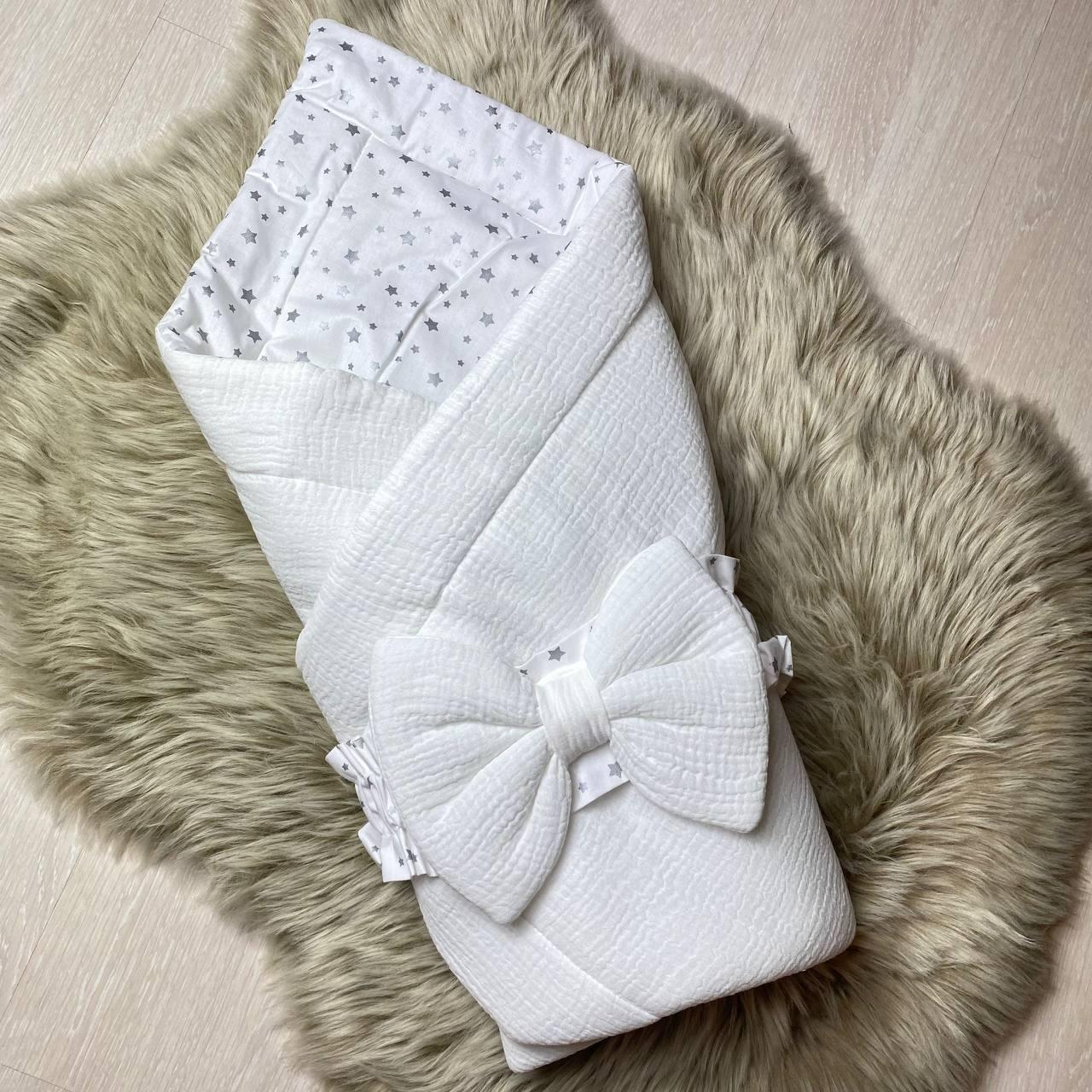 Дитячий літній мусліновий конверт на виписку конверт-ковдра ВЕСНА ЛІТО