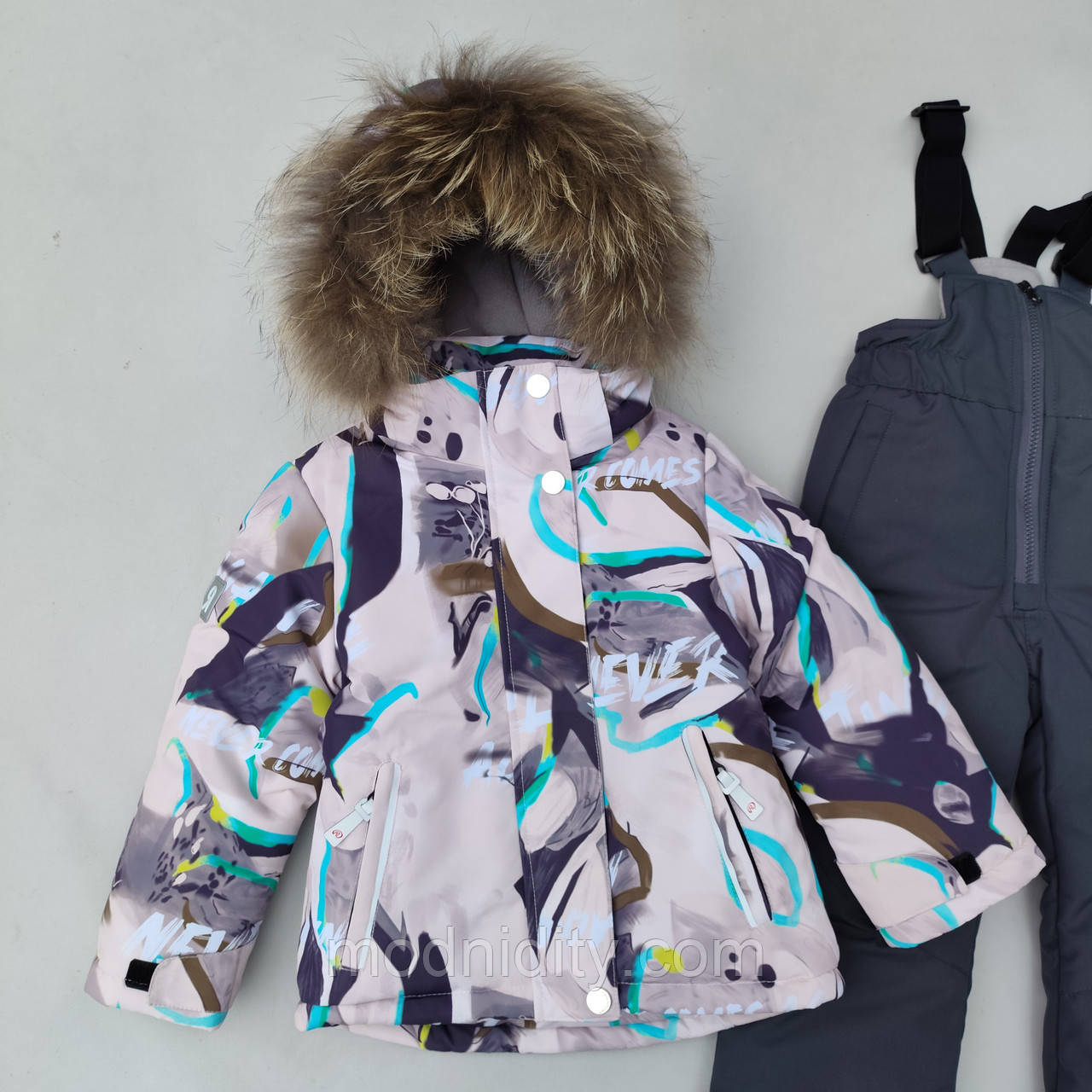 Зимовий дитячий термокомбінезон роздільний для дівчинки на 3 4 "Грейс" куртка та напівкомбінезон мембрана, фото 1