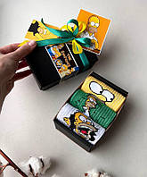 Шкарпетки з Сімпсонами в подарунковому боксі, 3 пари дитячих мультяшних шкарпеток