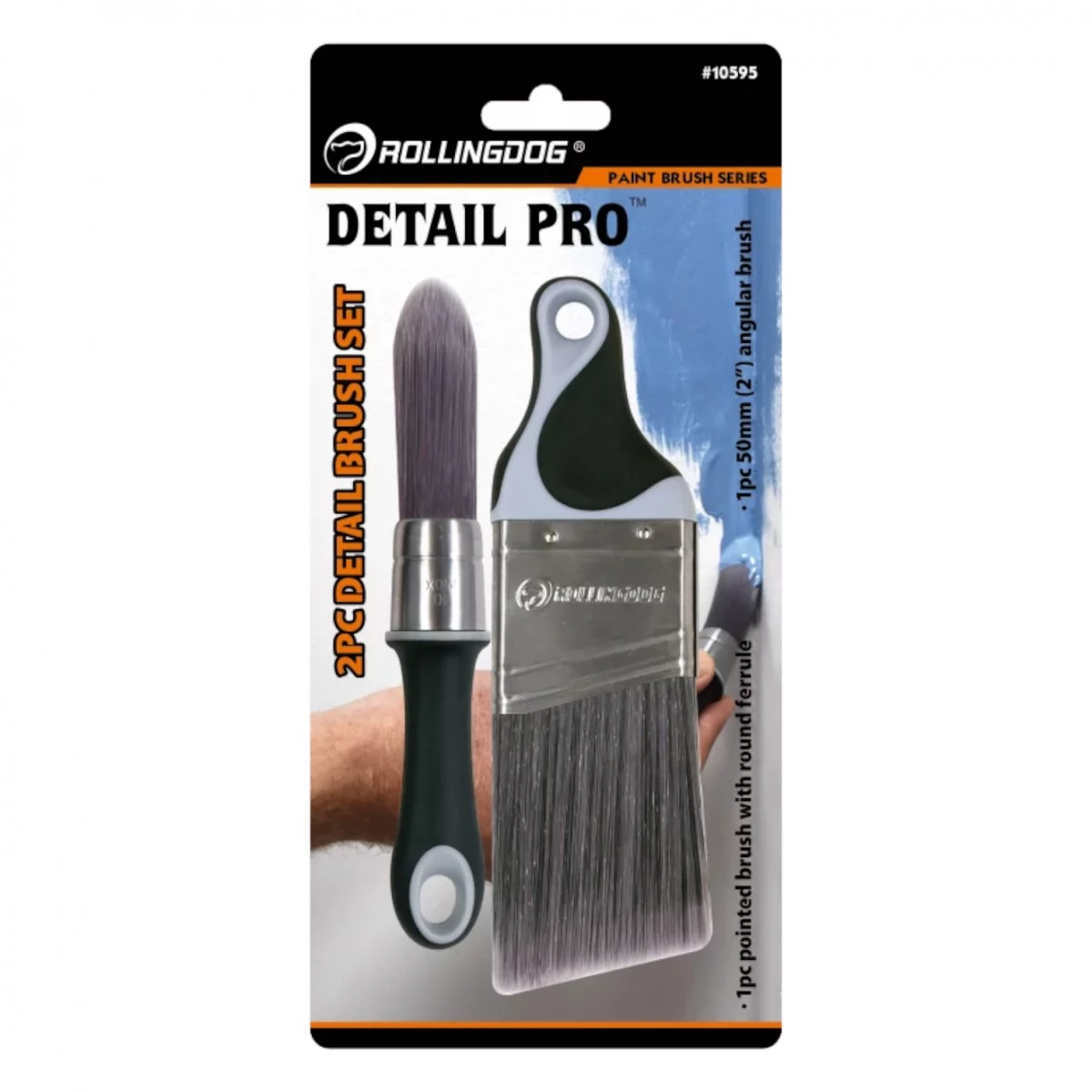 Набір пензлів з короткою ручкою Rollingdog Detail Pro 22/50мм 2шт