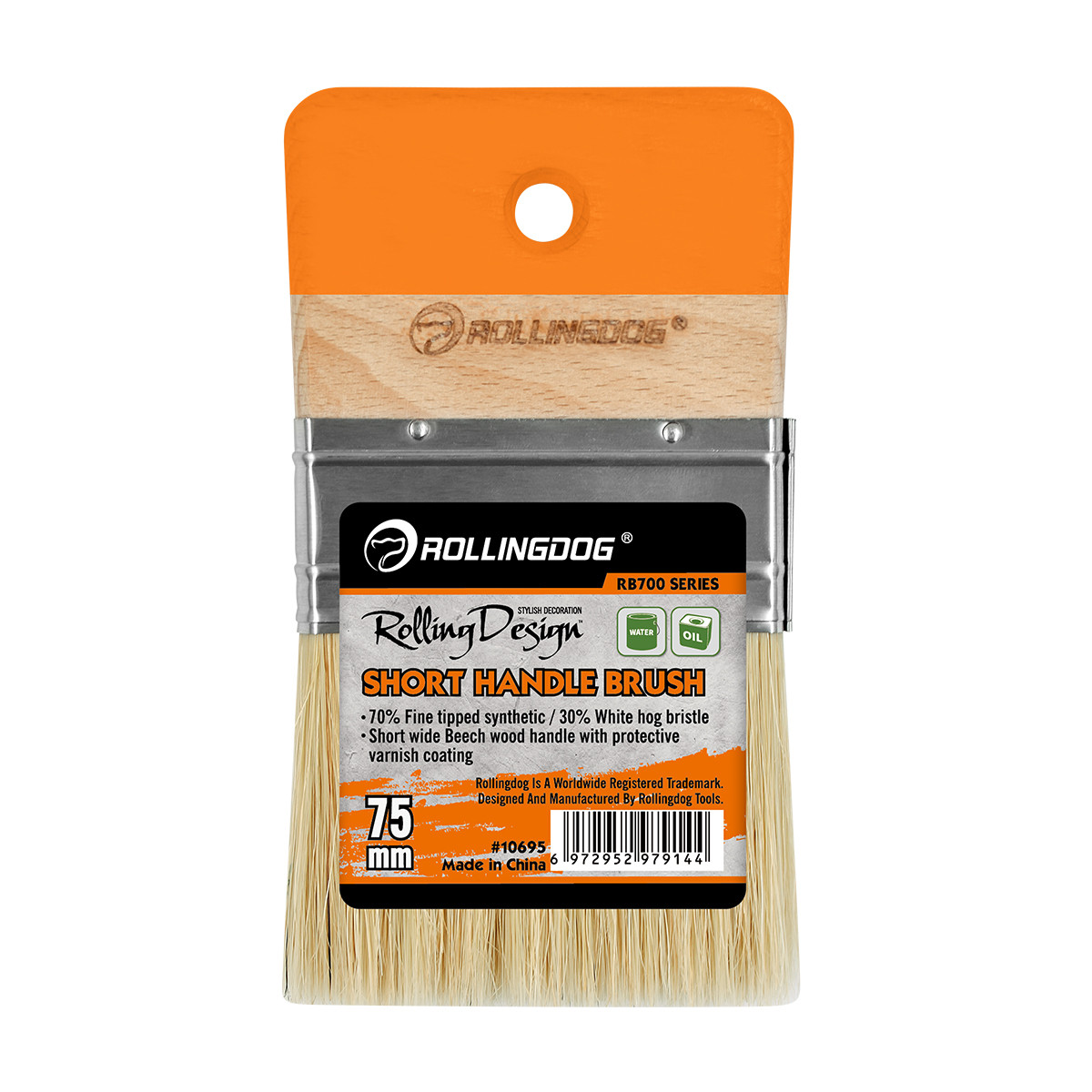 Пензель плоский для декору Rollingdog Design 75мм