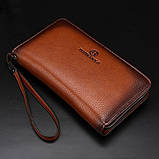 Чоловічий гаманець. Гаманець клатч чоловічий місткий портмоне Коричневий, фото 3