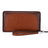 Чоловічий гаманець. Гаманець клатч чоловічий місткий портмоне Коричневий, фото 4