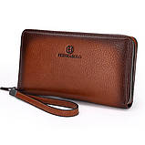 Чоловічий гаманець. Гаманець клатч чоловічий місткий портмоне Коричневий, фото 2
