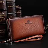 Гаманець клатч чоловічий. Місткий чоловічий гаманець портмоне Коричневий., фото 3
