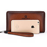 Чоловічий гаманець. Гаманець клатч чоловічий місткий портмоне Коричневий, фото 9