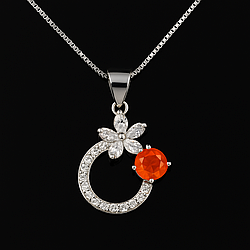 Опал вогняний срібне кольє, 0188ПО