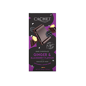 Шоколад Cachet чорний 57% з імбирем та ожиною, 100г