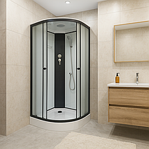 Душовий бокс KO&PO 127 F 90х90х215 см на низькому піддоні скло матове розсувні двері, фото 2