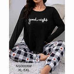 Жіноча піжама з довгим рукавом бамбукове волокно Розміри: 48,50,52,54,56 (49303)