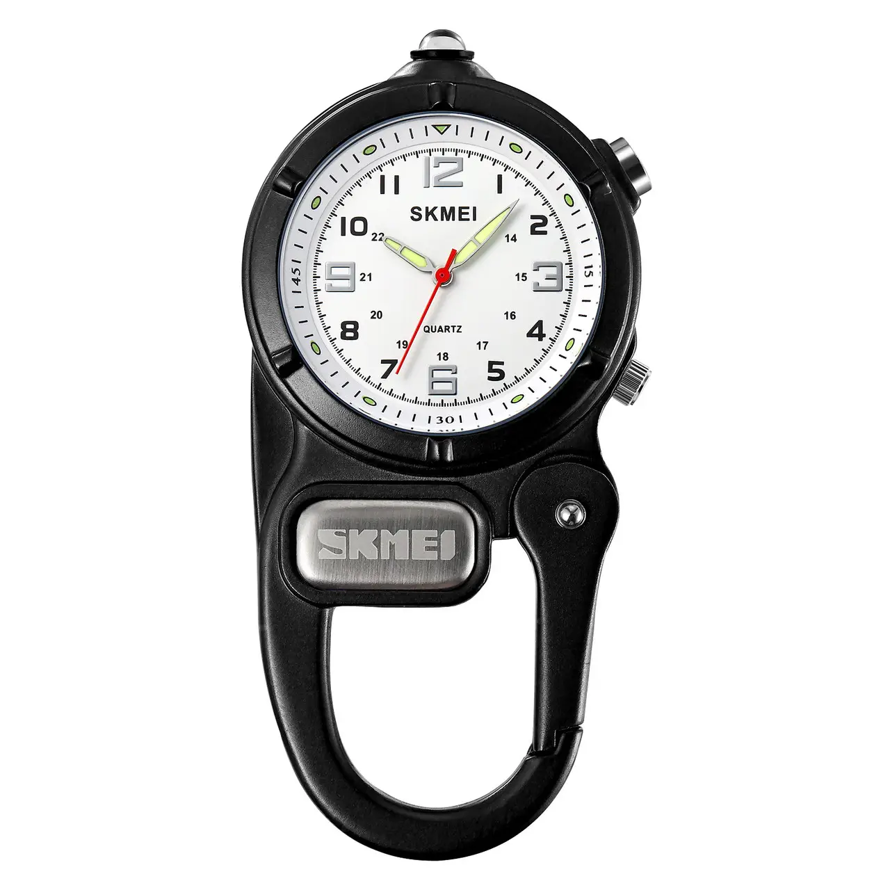 Годинник кварцовий Skmei 2232 з карабіном та LED-ліхтариком (Чорний), фото 1