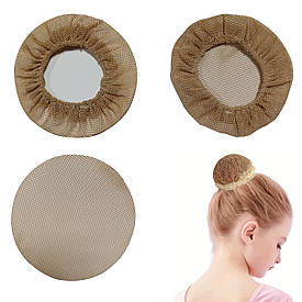 Сітка для волосся на гульку на пучок волосся d-10см для танців та гімнастики, бежева