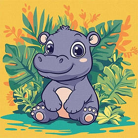 Набір для розпису по номерам 30*30см Бегемот в тропіках KHO1260