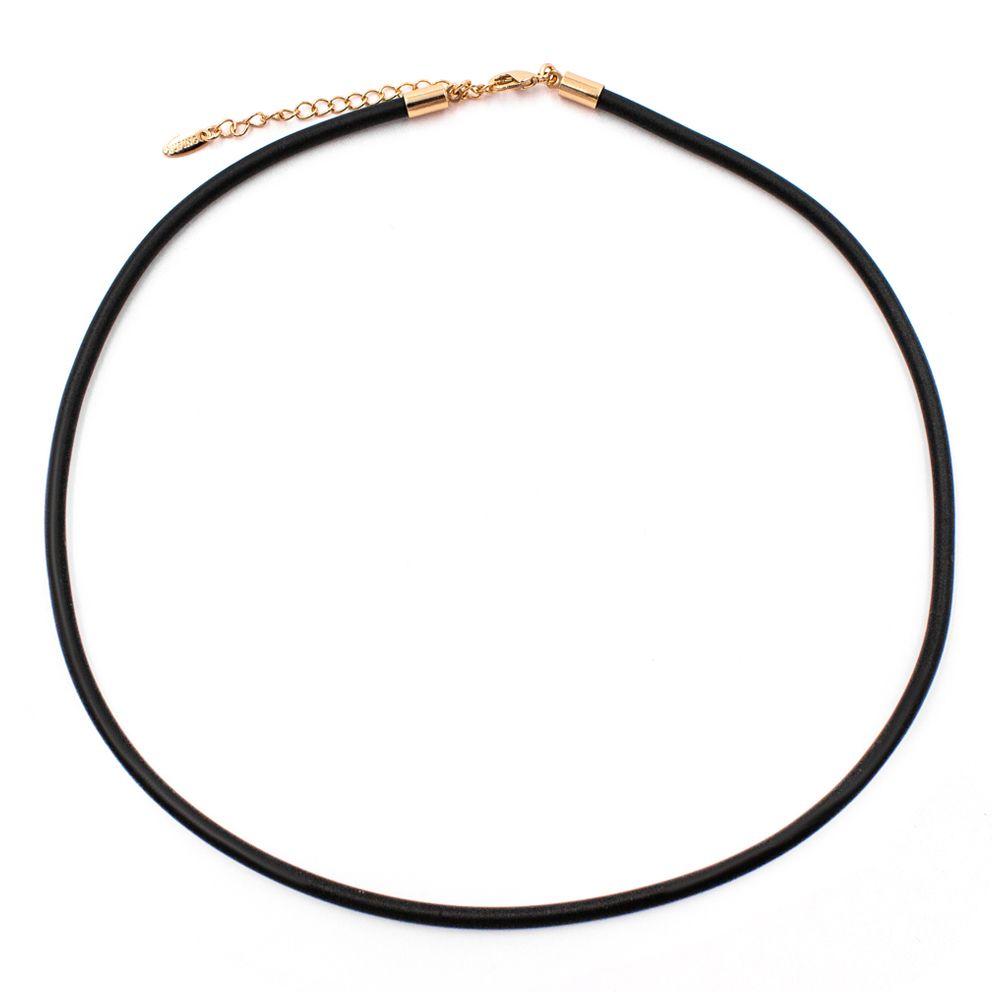 Шнурок на шию чорний каучуковий  лимона позолота 0,3*50см+5см (Медичне золото), фото 1