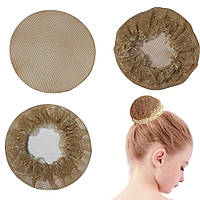 Сітка для волосся для гульки з мереживом d-10см для танців та гімнастики, бежева