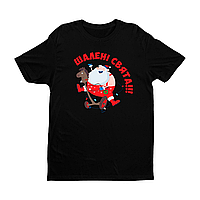 Футболка чорна з оригінальним новорічни принтом "Санта на Коні. Шалені свята" Push IT