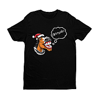 Футболка чорна з оригінальним новорічни принтом "Кінь в новорічній напці. Святкуй" Push IT