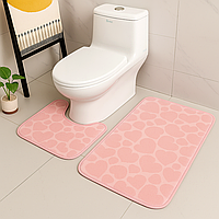 Набір 3D килимків у ванну кімнату з гумовим покриттям, 2шт "Сердечки", Рожевий