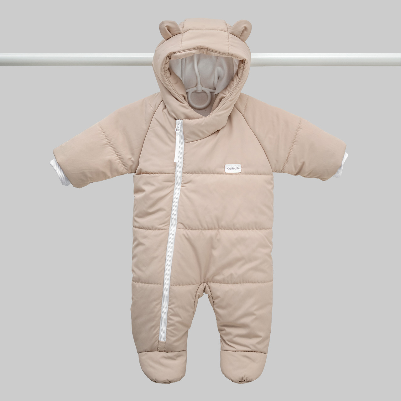 Дитячий демісезонний весняний велюровий комбінезон 0-12 міс с капюшоном для новонародженого  62 68 74 см