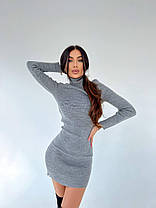 Стильне в'язане плаття гольф із довгим рукавом рубчик, фото 4