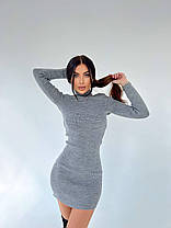 Стильне в'язане плаття гольф із довгим рукавом рубчик, фото 3