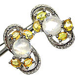 Сережки. Натуральний місячний камінь і сапфір. Срібло 925., фото 3