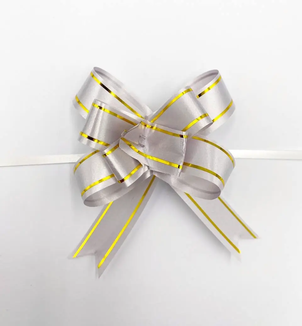 Бант на затяжках сірого кольору 10х4,7 см 1 шт.