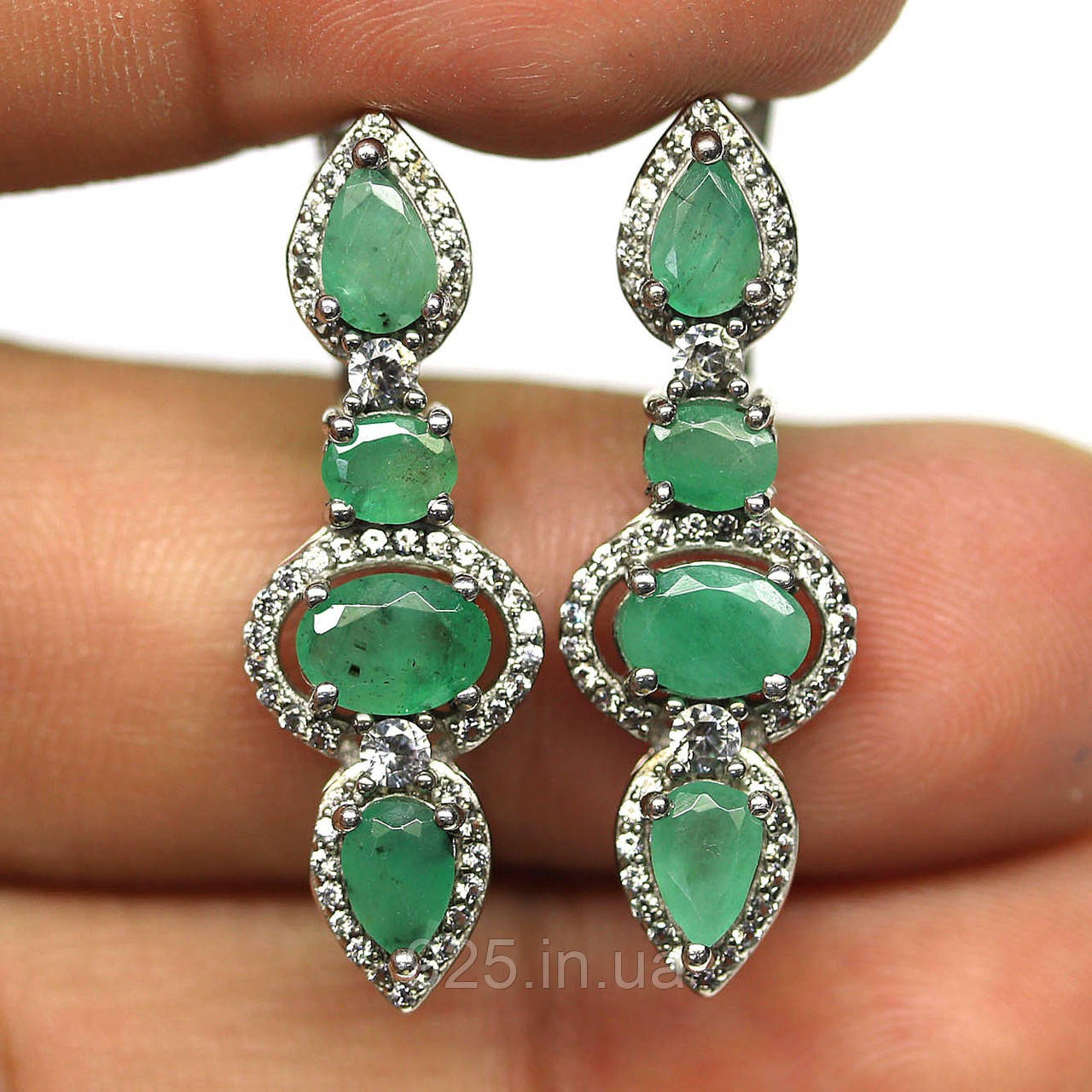 Сережки. Натуральний смарагд. Срібло 925., фото 1