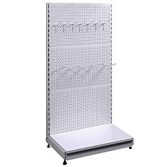 Перфорований стелаж 1450*600 мм, приставний торговий стелаж, стелаж з перфорацією, стелаж для гачків, стелаж для інструментів