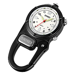 Годинник кварцовий з карабіном Skmei 2232 + LED-ліхтарик (Чорний)