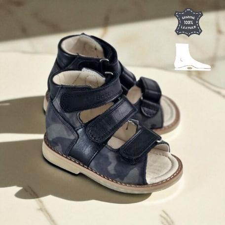 Дитячі шкіряні босоніжки ортопедичні сандалії на липучках на малюків 20 розмір, фото 1