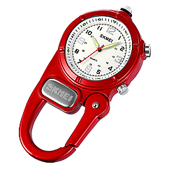 Годинник кварцовий з карабіном Skmei 2232 + LED-ліхтарик (Червоний)