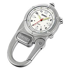 Годинник кварцовий з карабіном Skmei 2232 + LED-ліхтарик (Сріблястий)