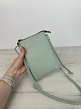 Шкіряна сумка для телефону на ремінці С02-КТ-3079 Зелена