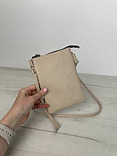 Шкіряна сумка для телефону на ремінці С02-КТ-3079 Світло-Бежева