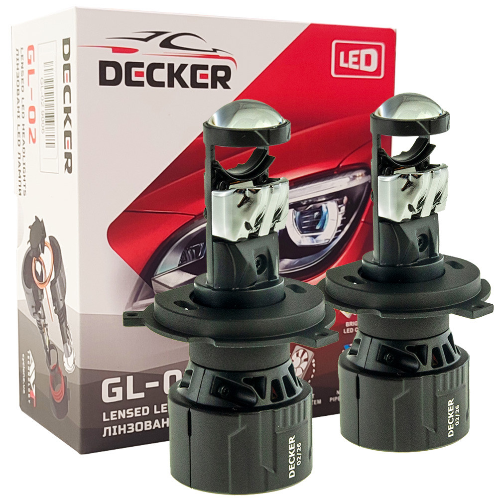 Лампа світлодіодна для фар DECKER LED GL-02 H4 5000K 8000LM 2 шт комплект, фото 1