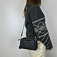 Міні шкіряна сумка на два відділення золота фурнітура С101-КТ-3048 Чорна, фото 2