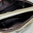 Міні шкіряна сумка на два відділення золота фурнітура С101-КТ-3048 Чорна, фото 4