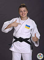 Кімоно для дзюдо Champion II з ліцензією IJF | (біле/синьо-жовті смуги | ADIDAS J-IJF-SMU