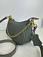 Шкіряний клатч багет з ланцюжком С04-КТ-4289 Зелена, фото 4