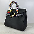 Шкіряна сумка тоут із ручкою 35см / золота фурнітура КТ-835-35 Чорна, фото 8