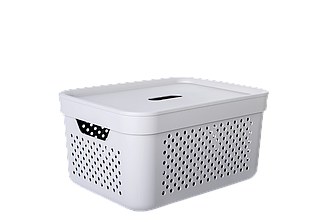 Кошик 15 л Simple пластиковий з кришкою 39*29*20 см какао А171036-16 Алеана